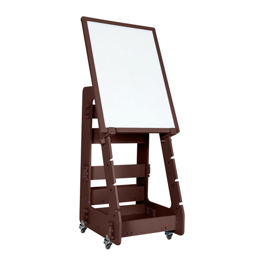 Multifunctional Kids' Standing Art Easel with Dry-Erase Board-Brown Kids Crystal