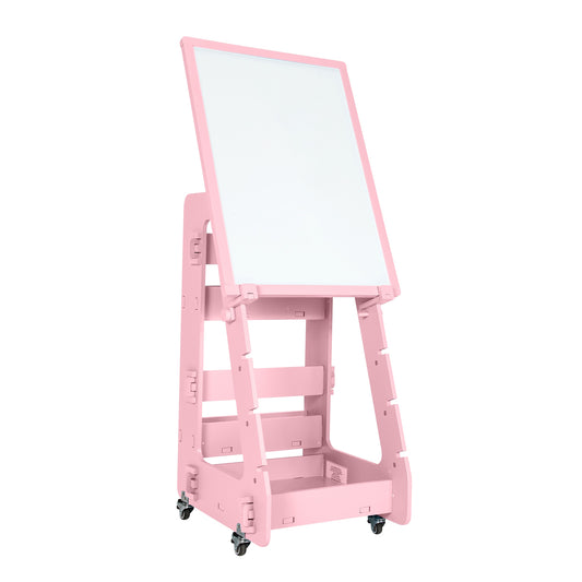Multifunctional Kids' Standing Art Easel with Dry-Erase Board-Pink Kids Crystal