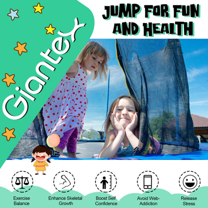 12/14/15/16 Feet Outdoor Recreational Trampoline with Ladder and Enclosure Net-16 ft
