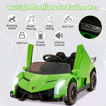 12V Licensed Lamborghini 4WD Kids Ride-on Sports Car with 2.4G Remote-Green