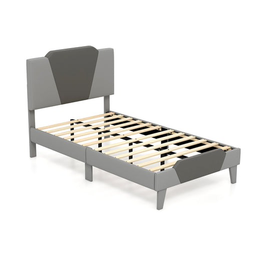 Full/Queen/Twin Velvet Upholstered Bed Frame with High Headboard-Twin Size Kids Crystal