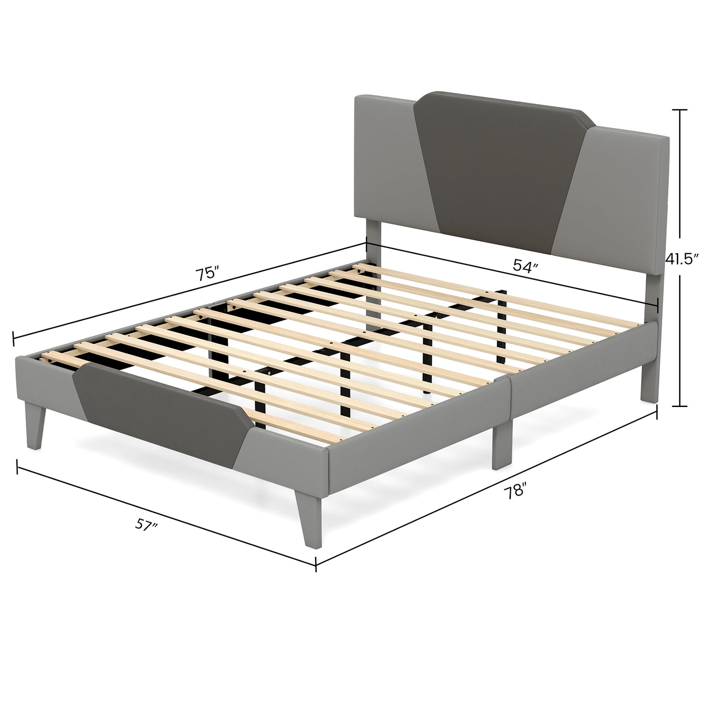 Full/Queen/Twin Velvet Upholstered Bed Frame with High Headboard-Full Size Kids Crystal