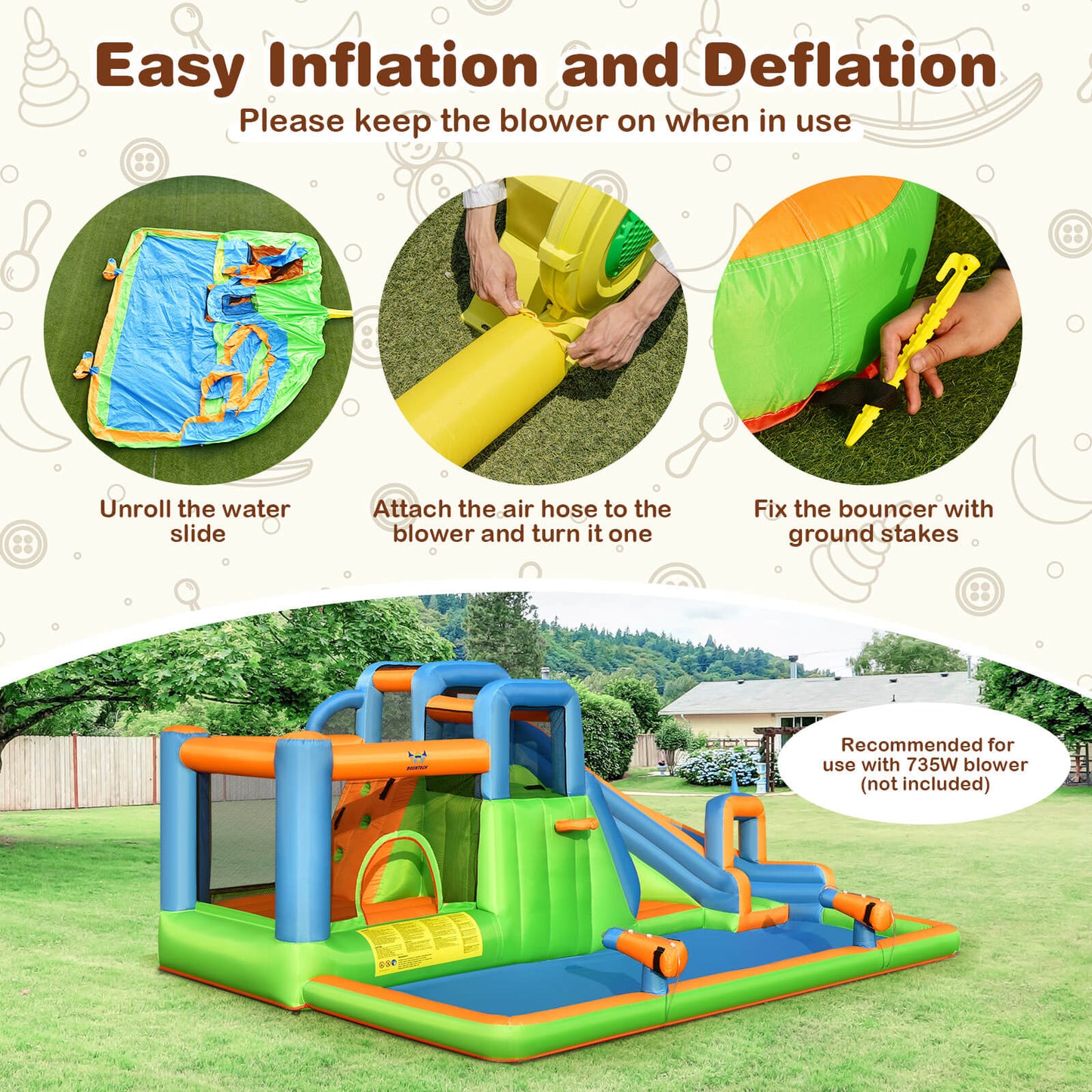 Inflatable Water Slide with Dual Climbing Walls and Blower Excluded Kids Crystal