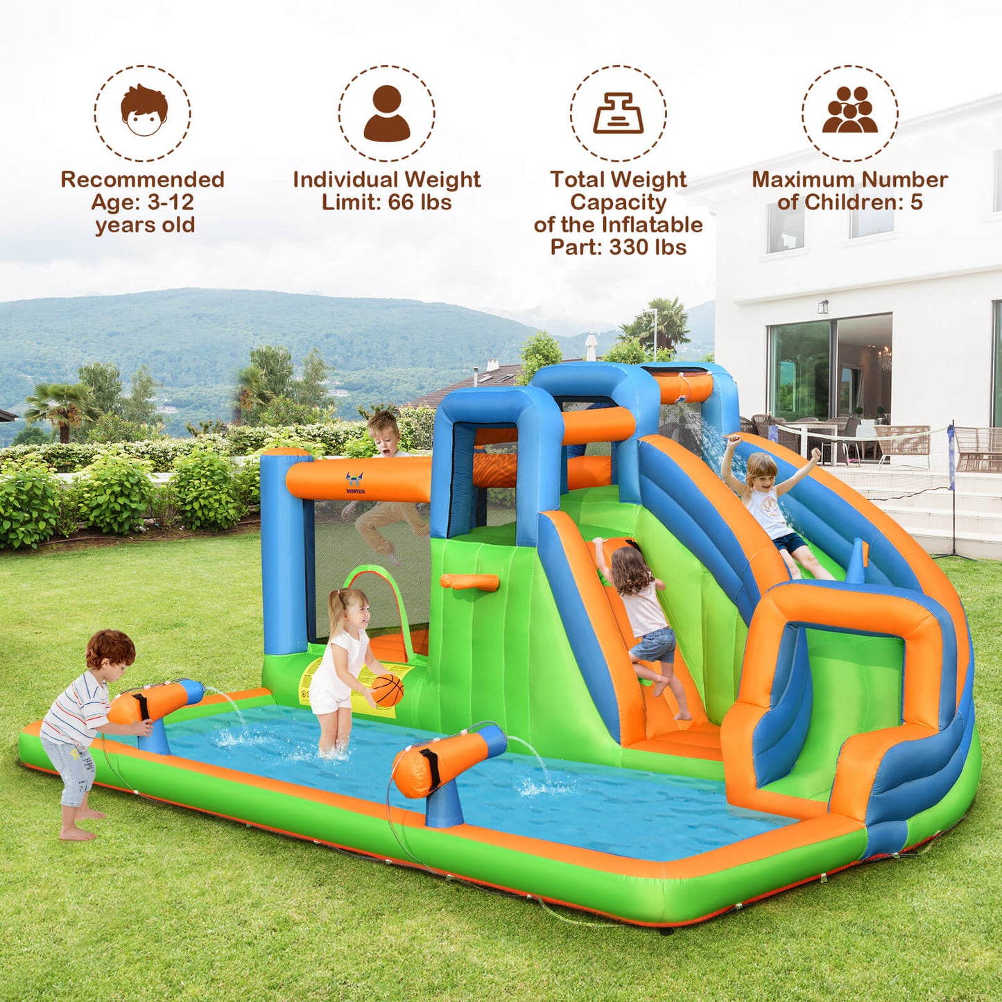 Inflatable Water Slide with Dual Climbing Walls and Blower Excluded Kids Crystal