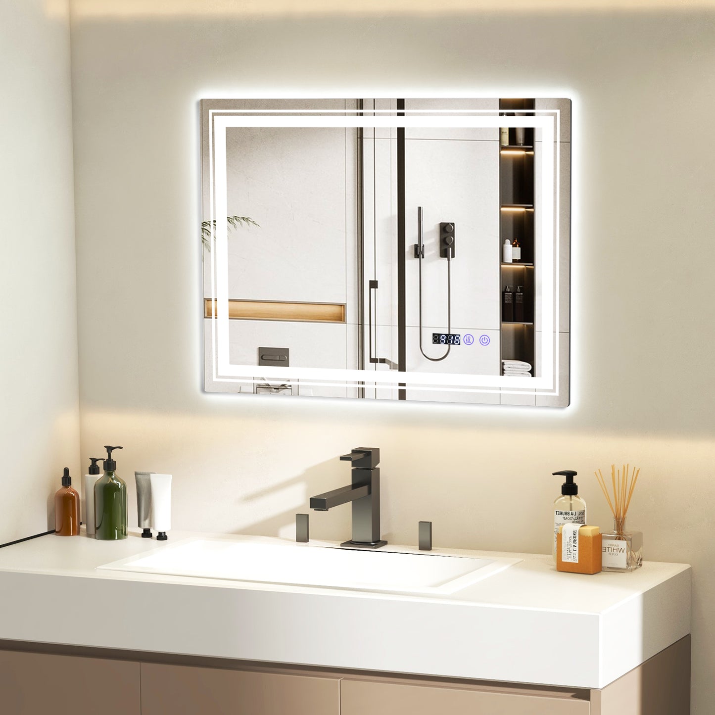 Defogging LED Bathroom Mirror with Memory Function and Anti-Fog-M Kids Crystal