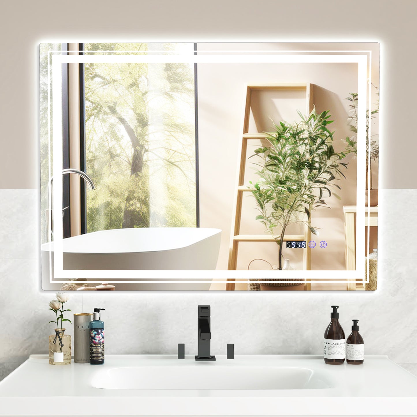 Defogging LED Bathroom Mirror with Memory Function and Anti-Fog-L Kids Crystal