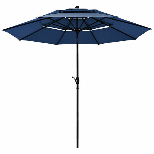 10ft 3 Tier Outdoor Patio Umbrella with Double Vented-Navy Kids Crystal