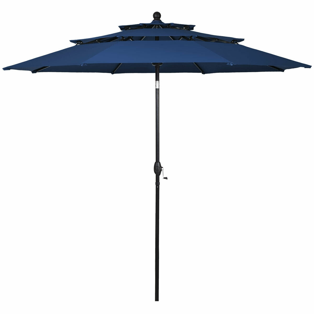 10ft 3 Tier Outdoor Patio Umbrella with Double Vented-Navy Kids Crystal