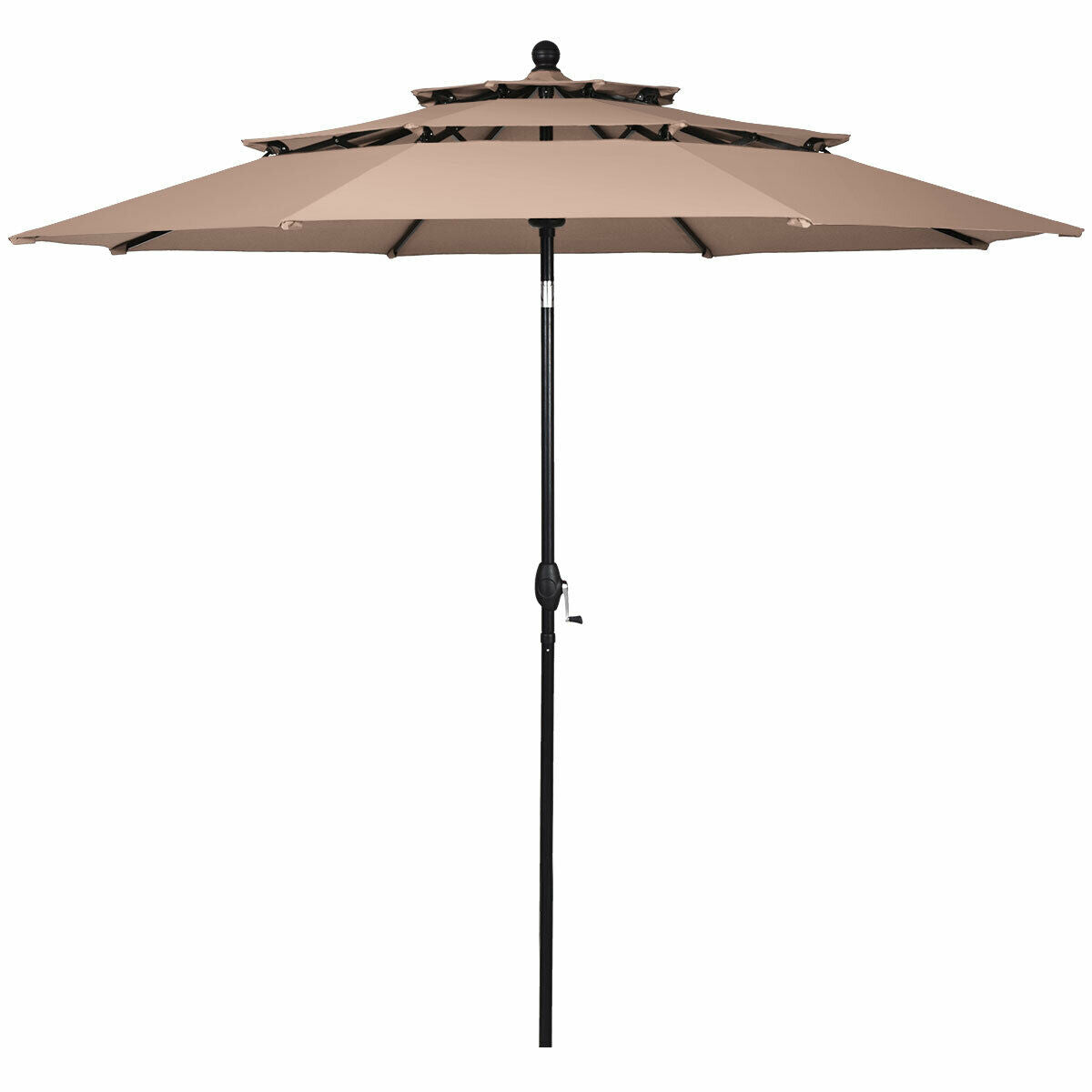 10ft 3 Tier Outdoor Patio Umbrella with Double Vented-Beige Kids Crystal