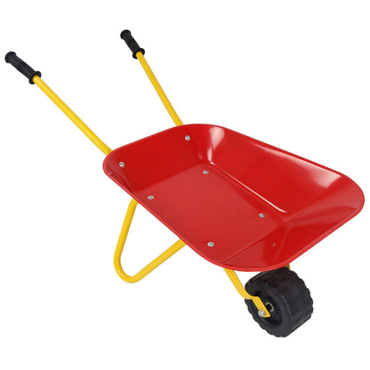 Outdoor Garden Backyard Play Toy Kids Metal Wheelbarrow-Red Kids Crystal
