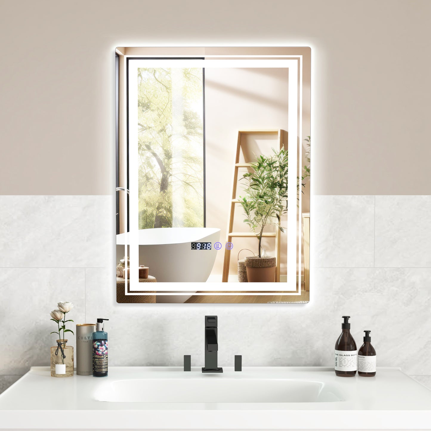 Defogging LED Bathroom Mirror with Memory Function and Anti-Fog-S Kids Crystal