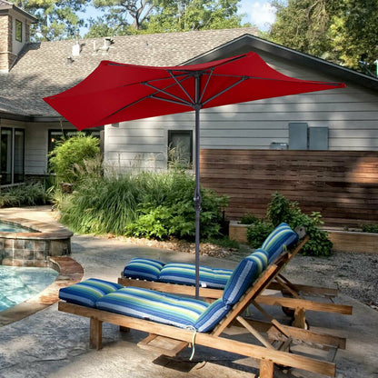 9Ft Patio Bistro Half Round Umbrella -Wine