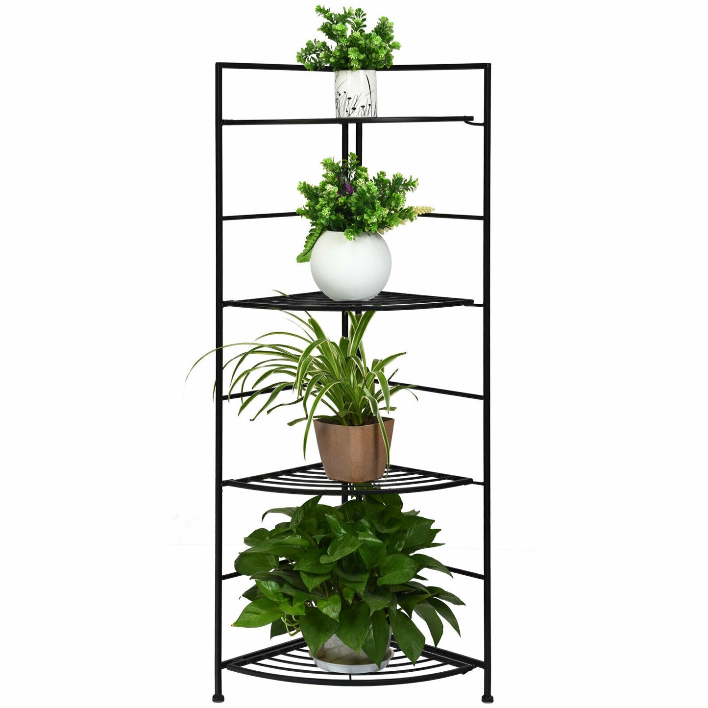 4 Tier Folding Metal Shelf Plant Stand Storage Open Shelf Corner Display Rack Kids Crystal