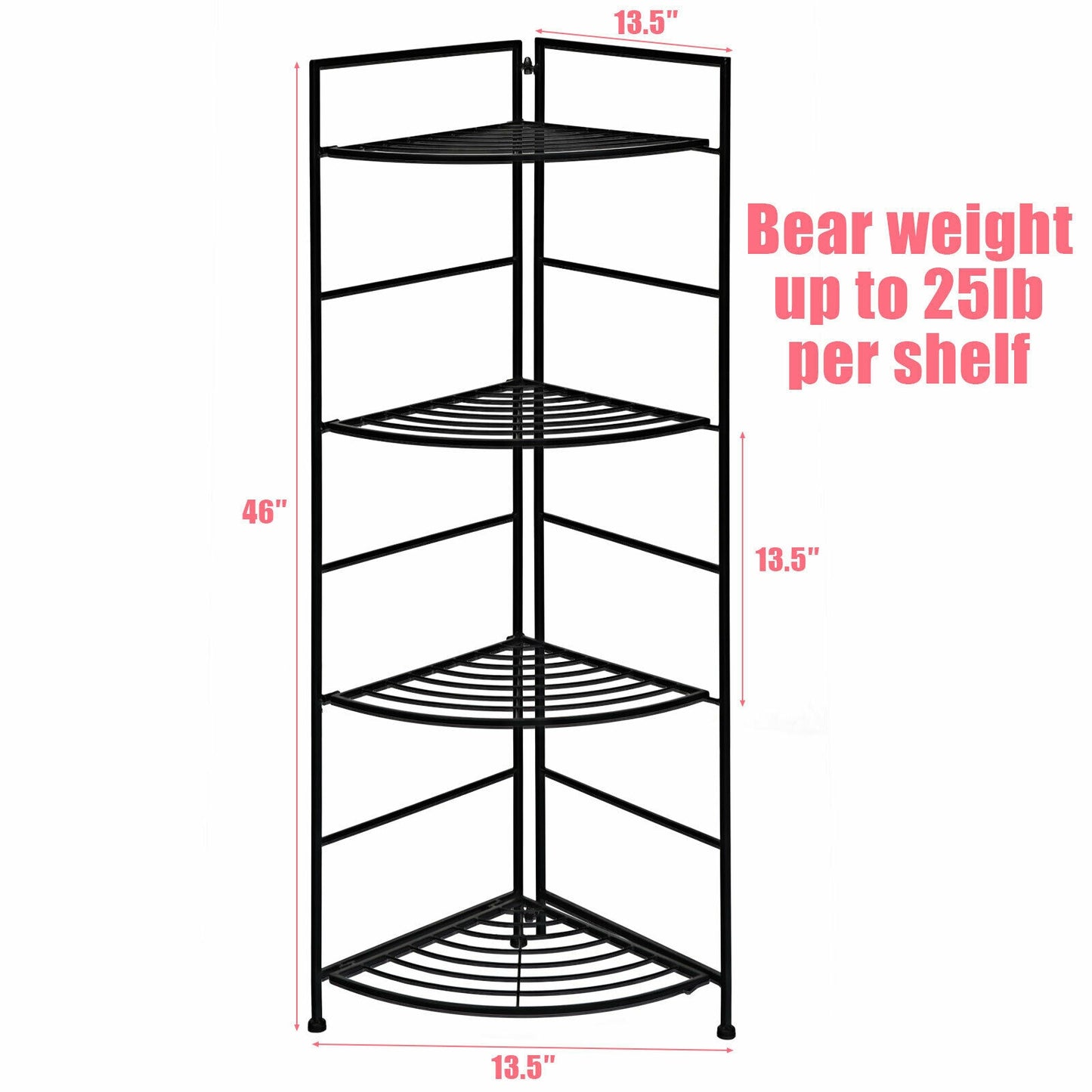 4 Tier Folding Metal Shelf Plant Stand Storage Open Shelf Corner Display Rack Kids Crystal