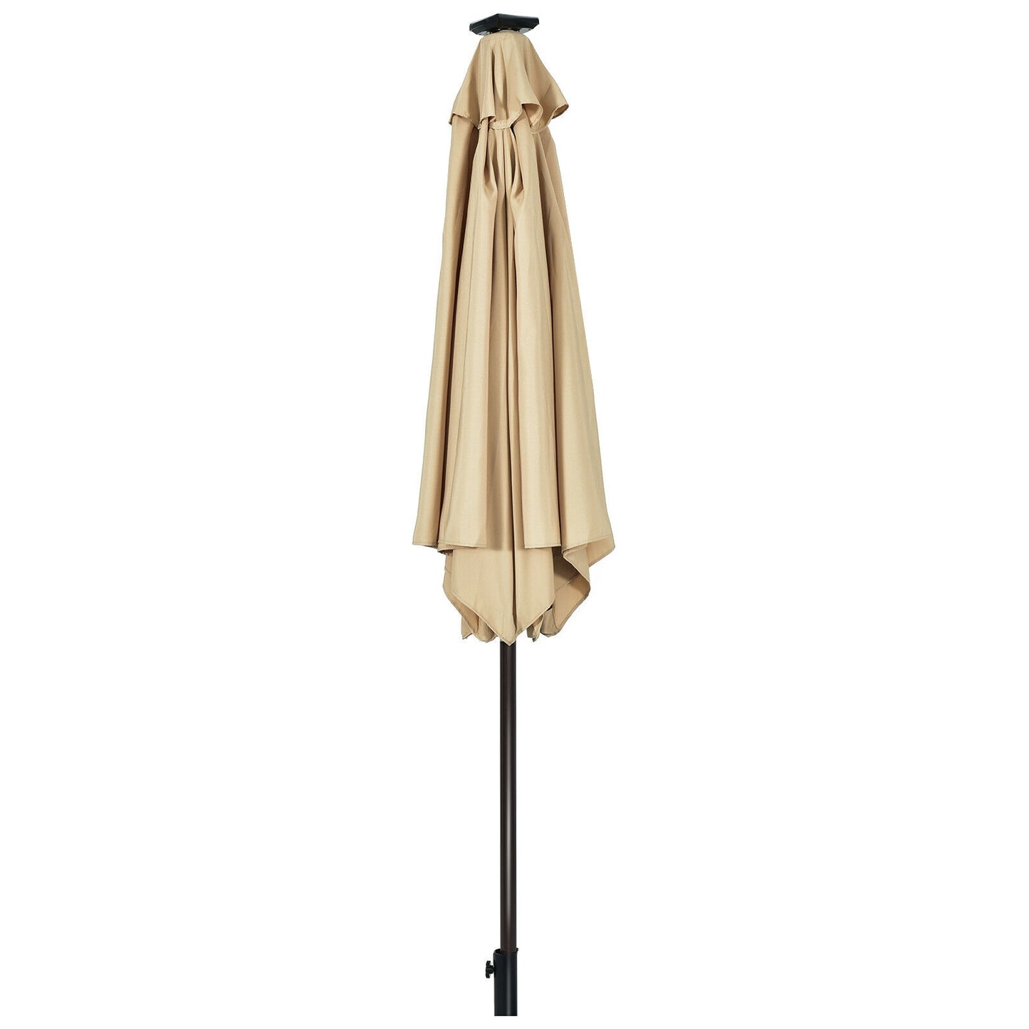 9' Solar LED Lighted Patio Market Umbrella Tilt Adjustment Crank Lift -Beige Kids Crystal