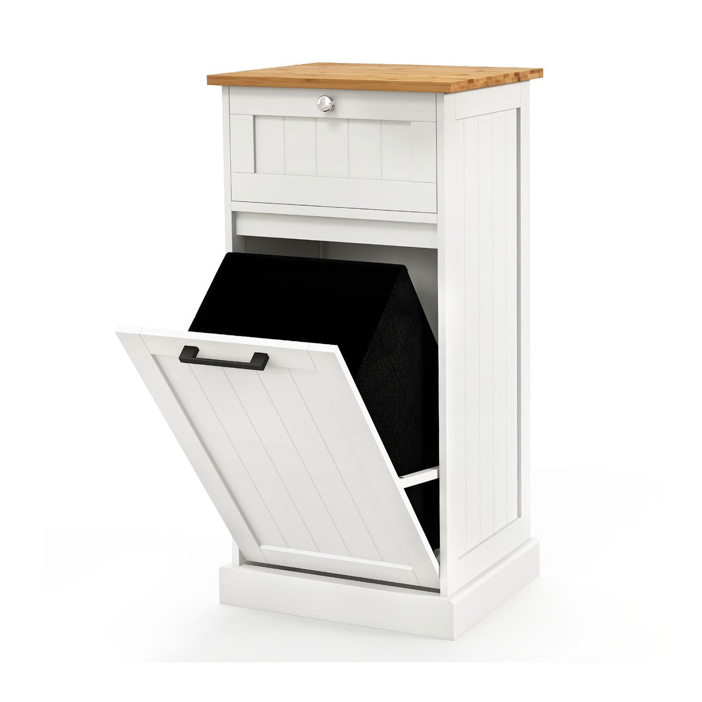 Freestanding Tilt Out Laundry Cabinet with Basket-White Kids Crystal