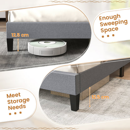 Queen Size Upholstered Platform Bed with Button Tufted Headboard-Queen &amp; Gray