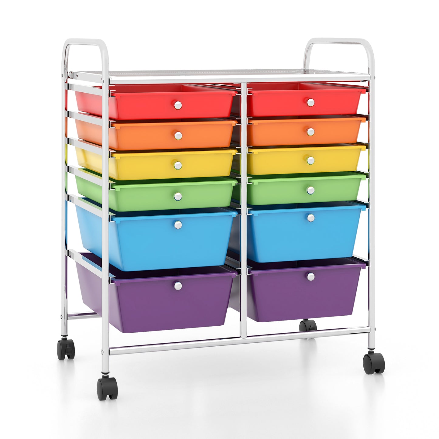 12 Drawers Rolling Cart Storage Scrapbook Paper Organizer Bins-Deep Multicolor Kids Crystal