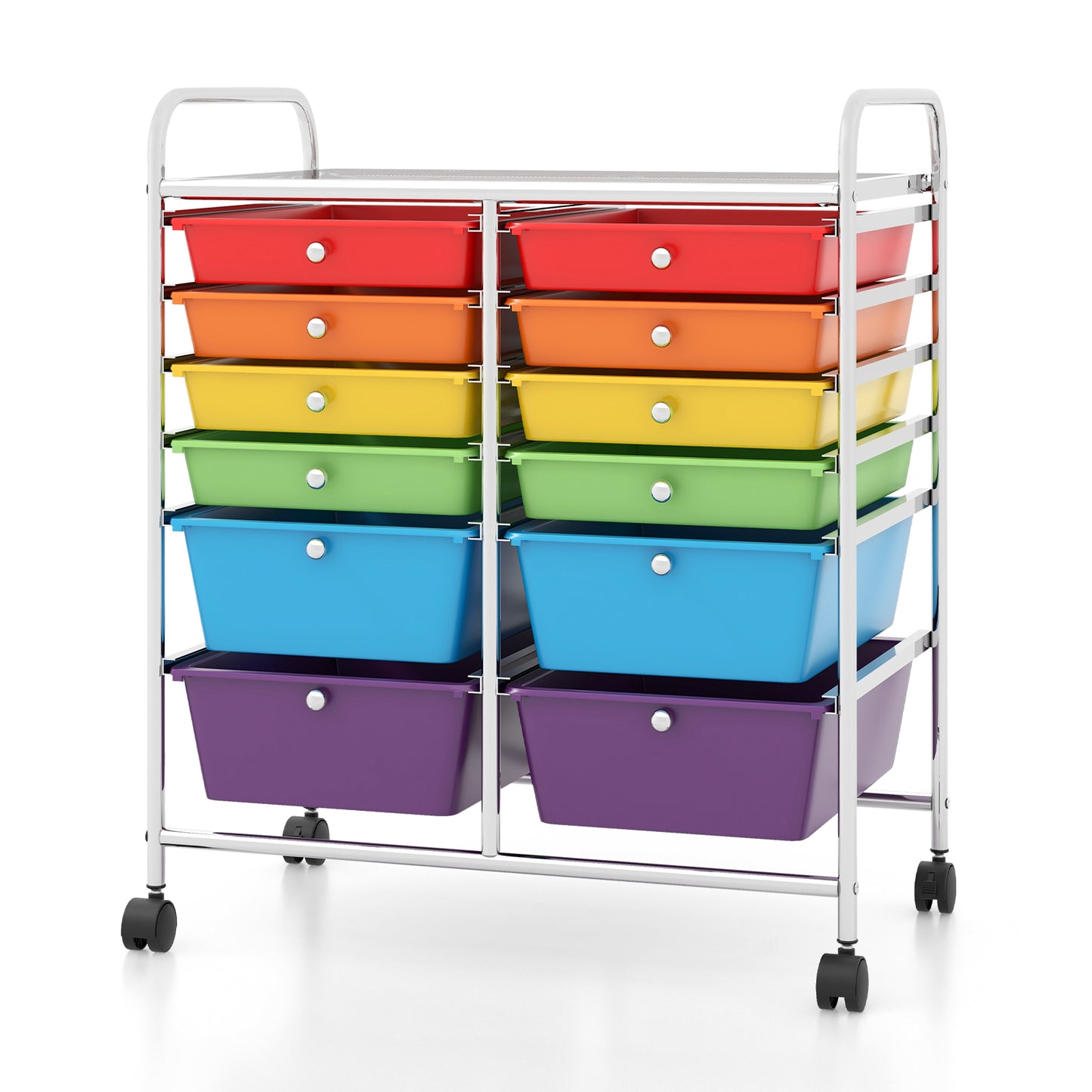 12 Drawers Rolling Cart Storage Scrapbook Paper Organizer Bins-Deep Multicolor Kids Crystal