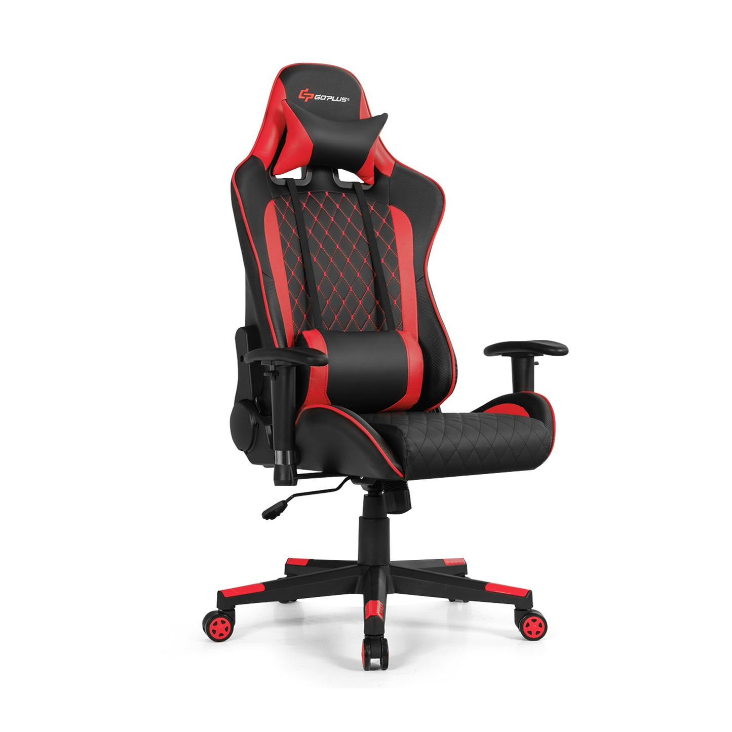 Massage Gaming Chair with Lumbar Support and Headrest-Red Kids Crystal
