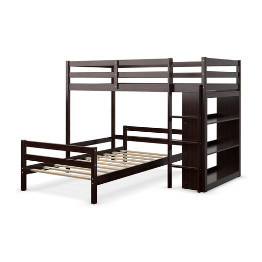 Twin Over Twin Loft Bunk Bed with Bookcase-Espresso Kids Crystal