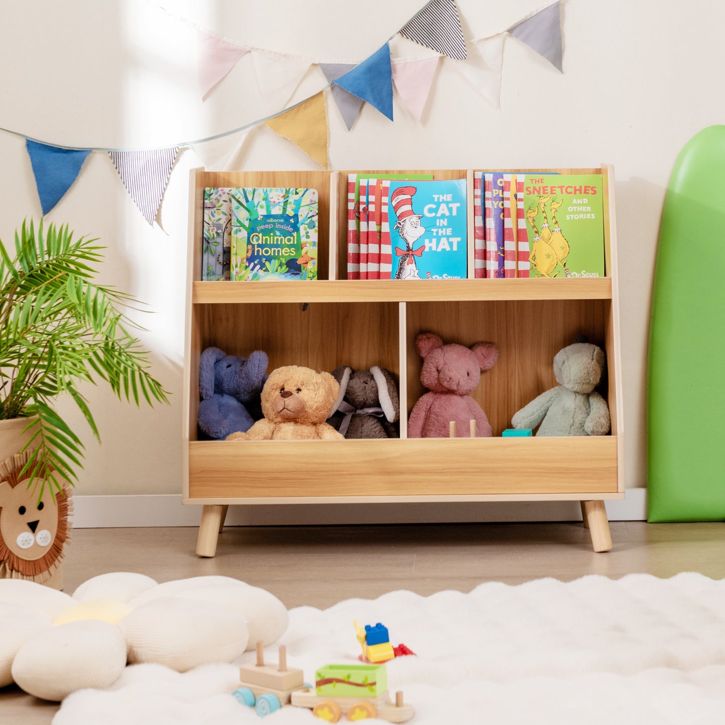 5-Cube Kids Bookshelf and Toy Organizer with Anti-Tipping Kits-Natural Kids Crystal