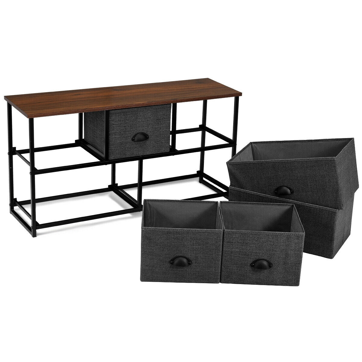 Wood Dresser Storage Unit Side Table Display Organizer-Gray Kids Crystal