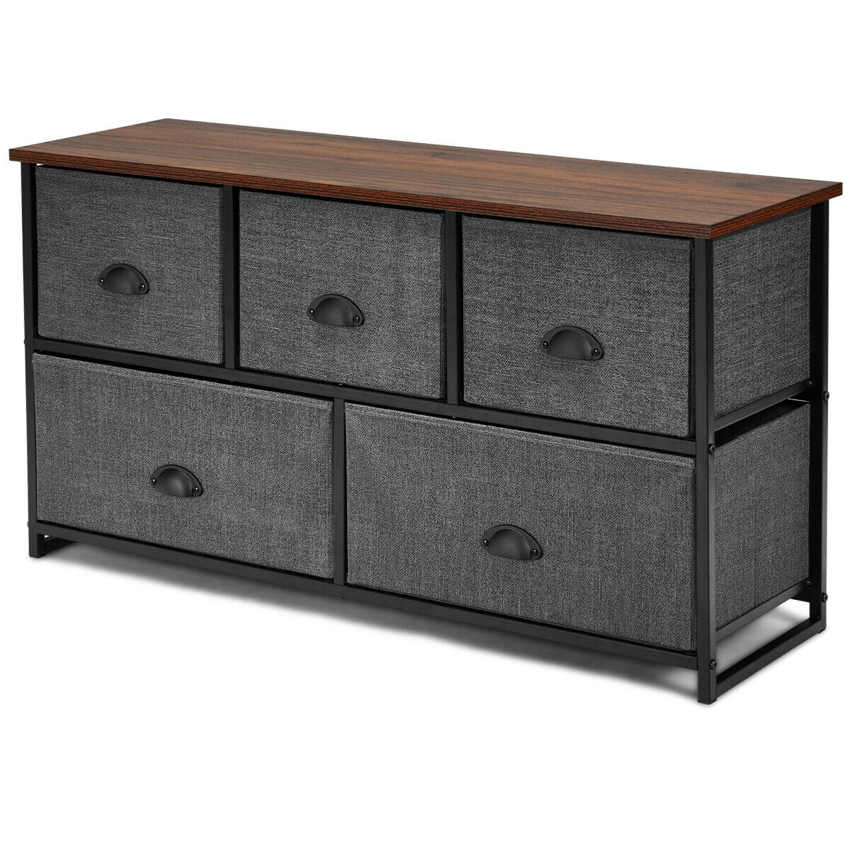 Wood Dresser Storage Unit Side Table Display Organizer-Gray Kids Crystal