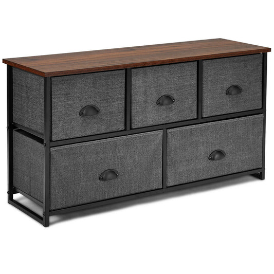 Wood Dresser Storage Unit Side Table Display Organizer-Gray Kids Crystal