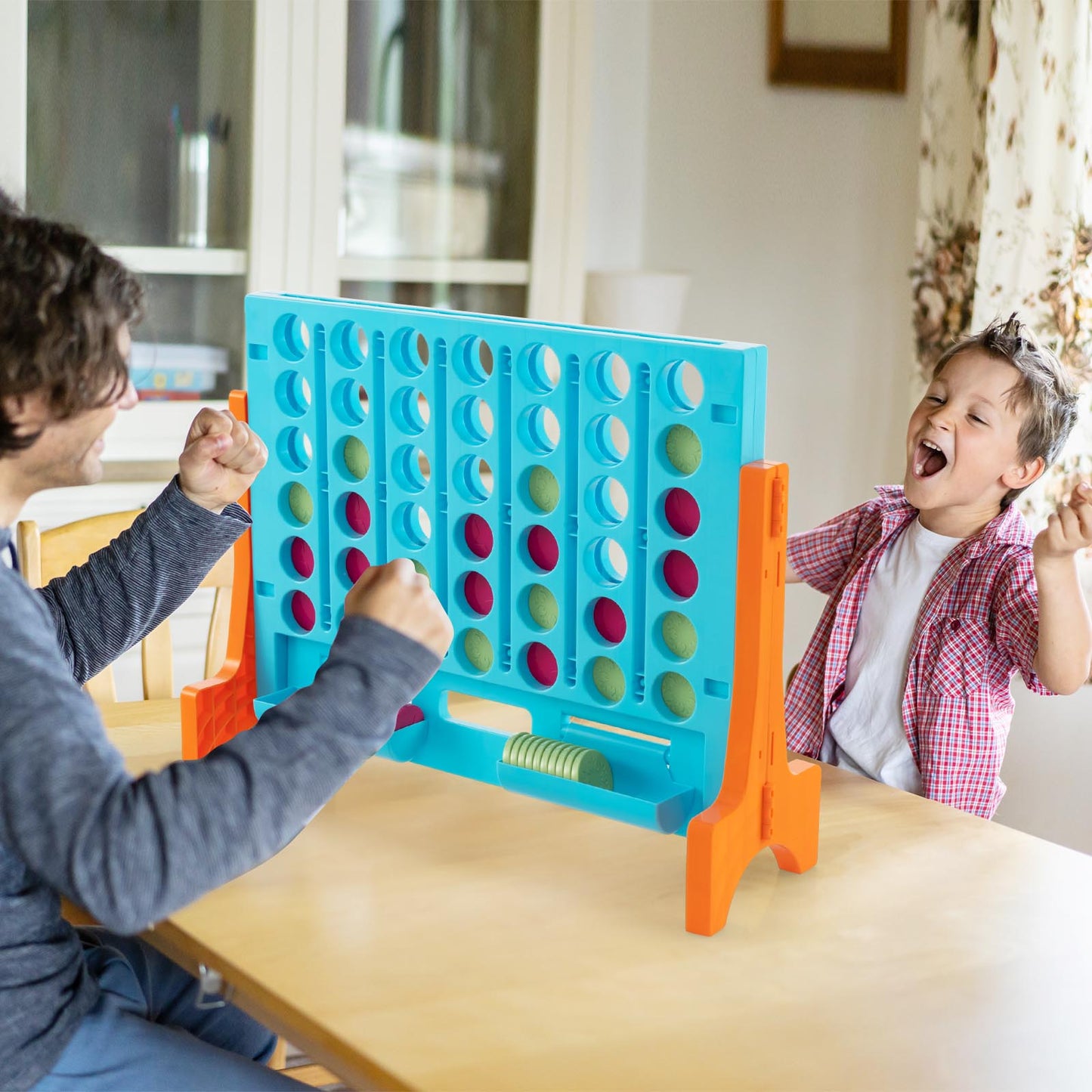 Jumbo 4-to-Score Connect Game Set with Carrying Bag and 42 Coins-Orange Kids Crystal