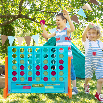 Jumbo 4-to-Score Connect Game Set with Carrying Bag and 42 Coins-Orange