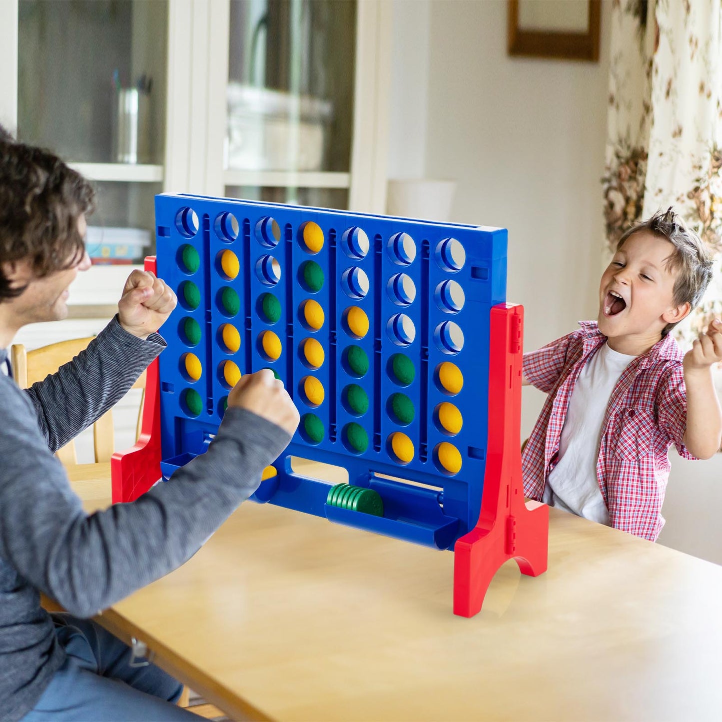 Jumbo 4-to-Score Connect Game Set with Carrying Bag and 42 Coins-Red Kids Crystal