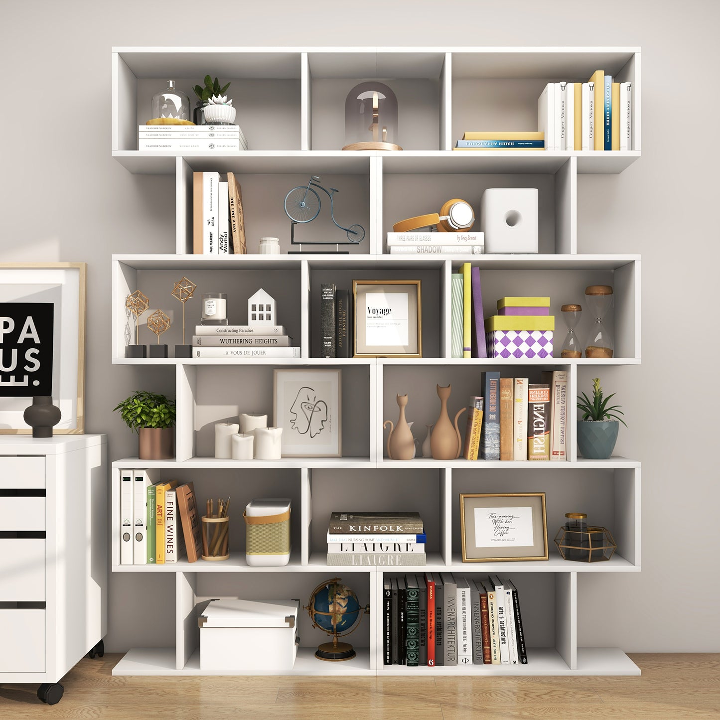 6 Tier S-Shaped Bookshelf Storage Display Bookcase Decor Z-Shelf-White Kids Crystal