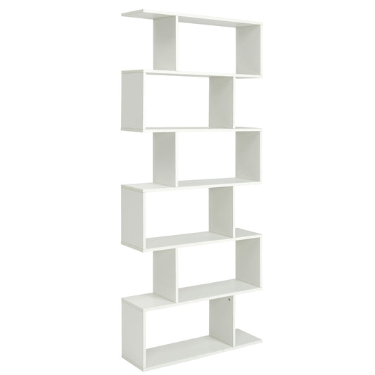 6 Tier S-Shaped Bookshelf Storage Display Bookcase Decor Z-Shelf-White Kids Crystal