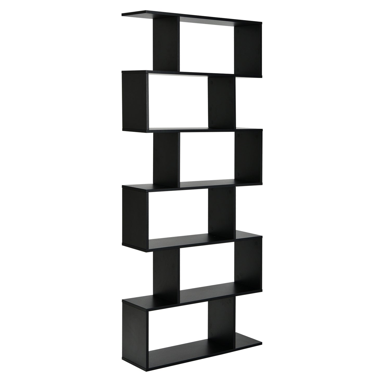 6 Tier S-Shaped Bookshelf Storage Display Bookcase Decor Z-Shelf-Black Kids Crystal