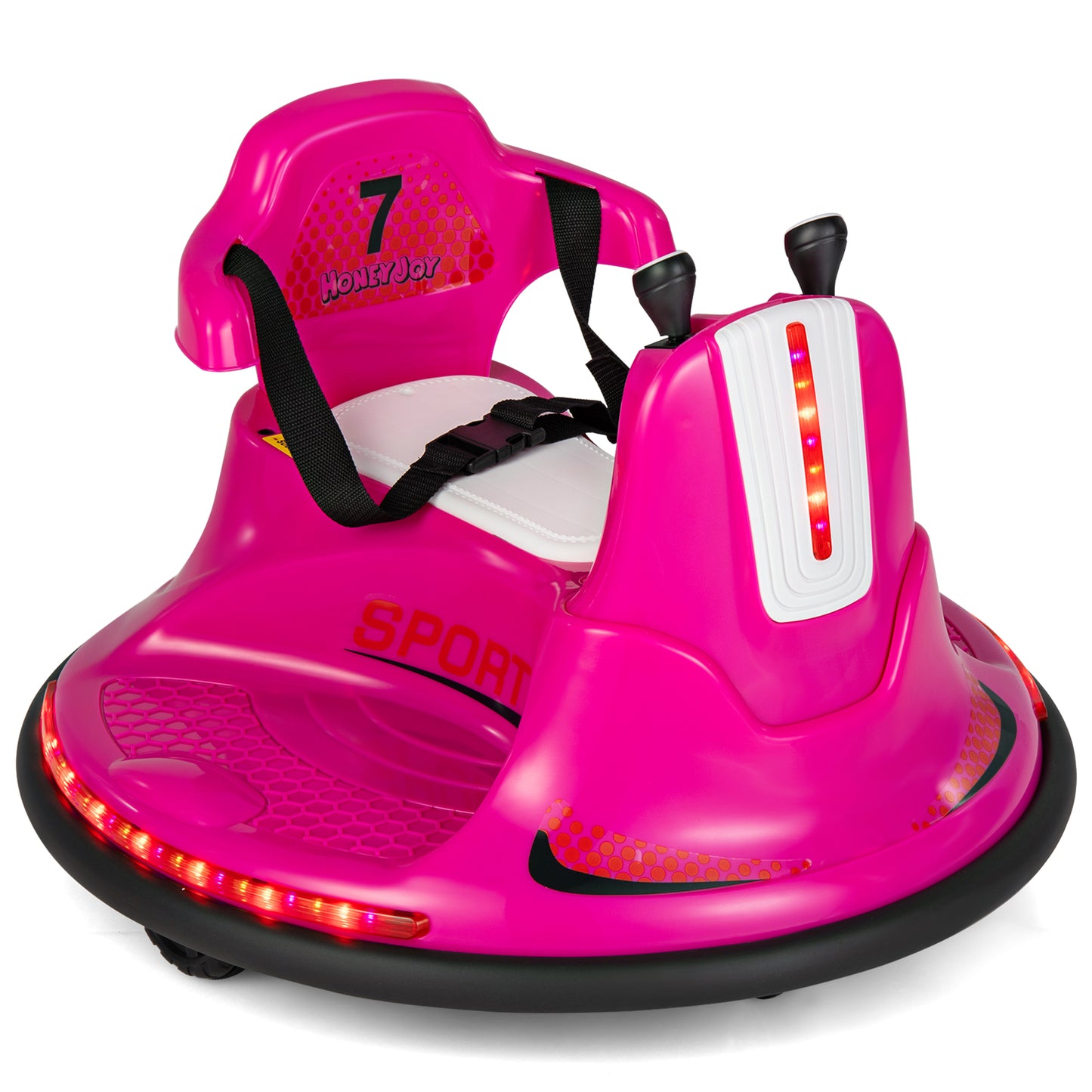 12V Kids Ride On Bumper Car with Remote Control Lights and Music-Pink Kids Crystal