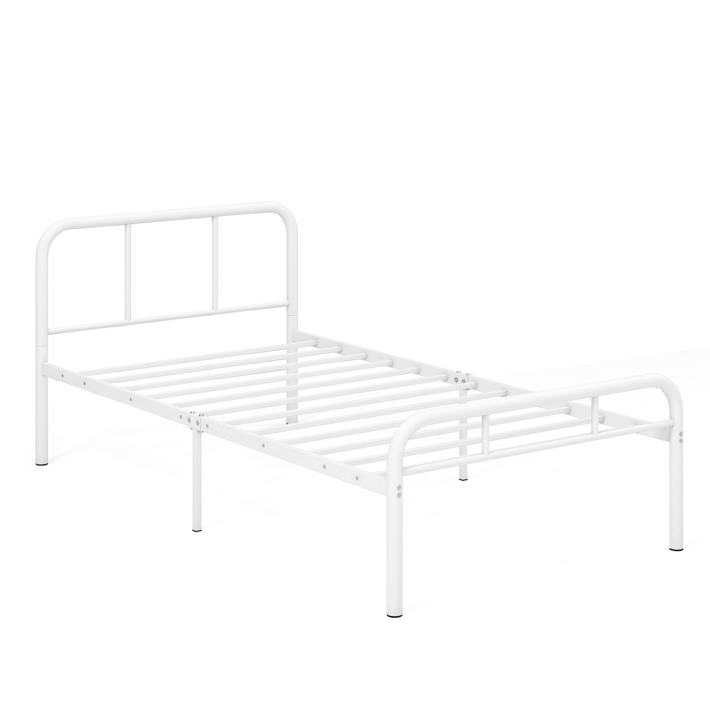 Modern Metal Platform Bed with Headboard and Footboard-White Kids Crystal