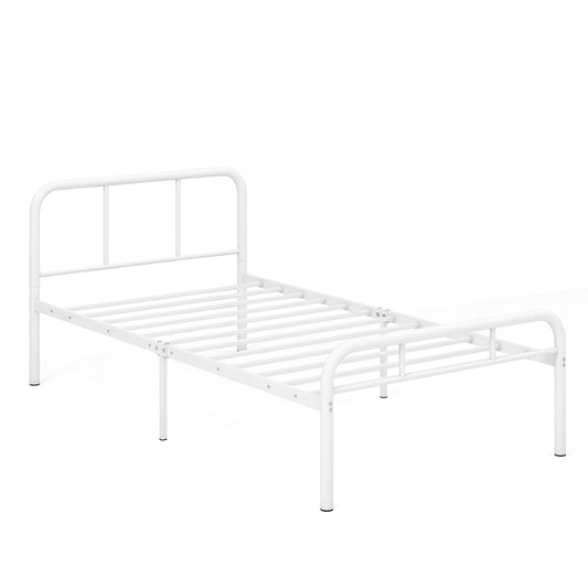 Modern Metal Platform Bed with Headboard and Footboard-White Kids Crystal