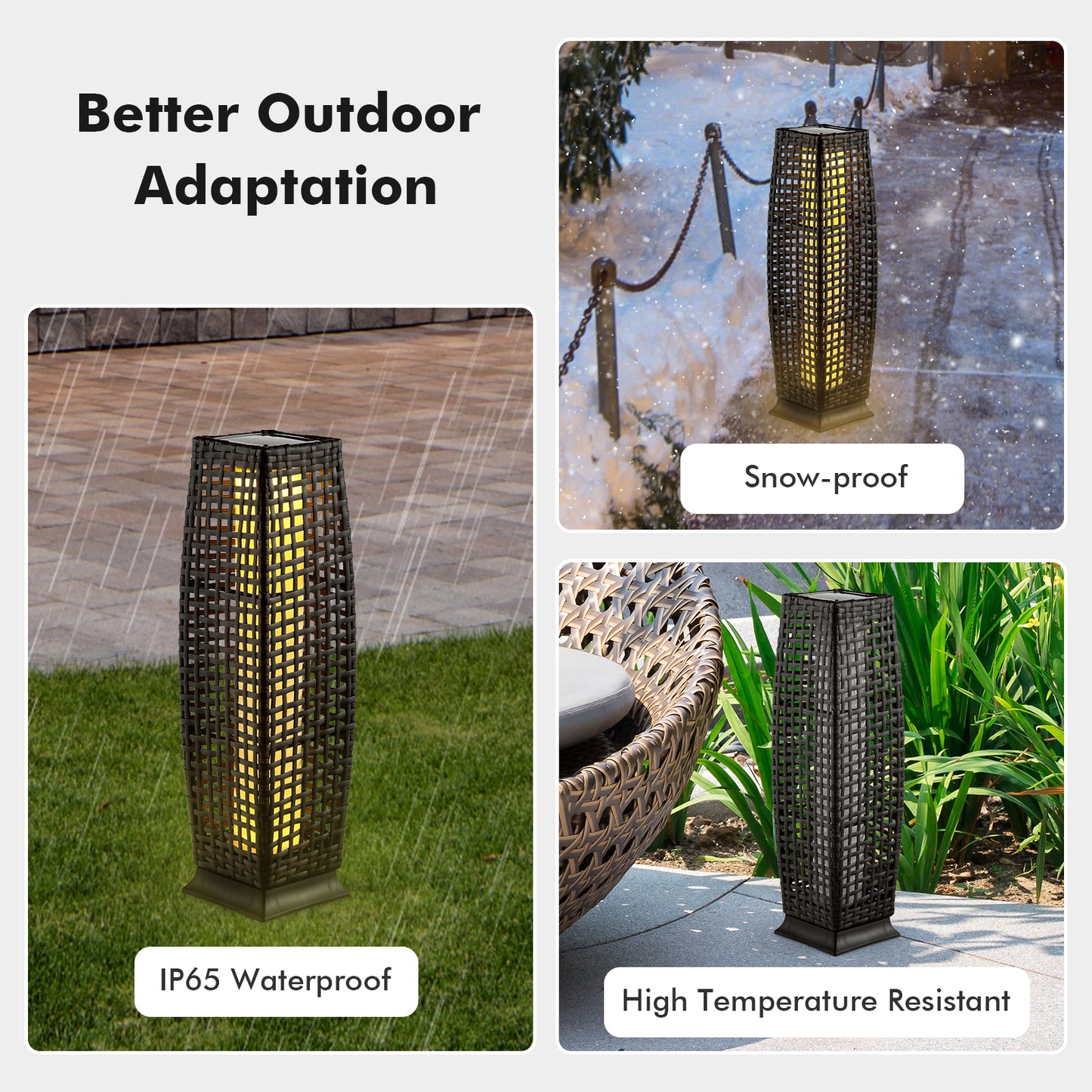 2 Pieces Solar-Powered Square Wicker Floor Lamps with Auto LED Light-Black Kids Crystal