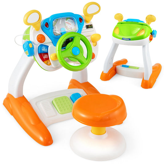Kids Steering Wheel Pretend Play Toy Set with Lights and Sounds Kids Crystal
