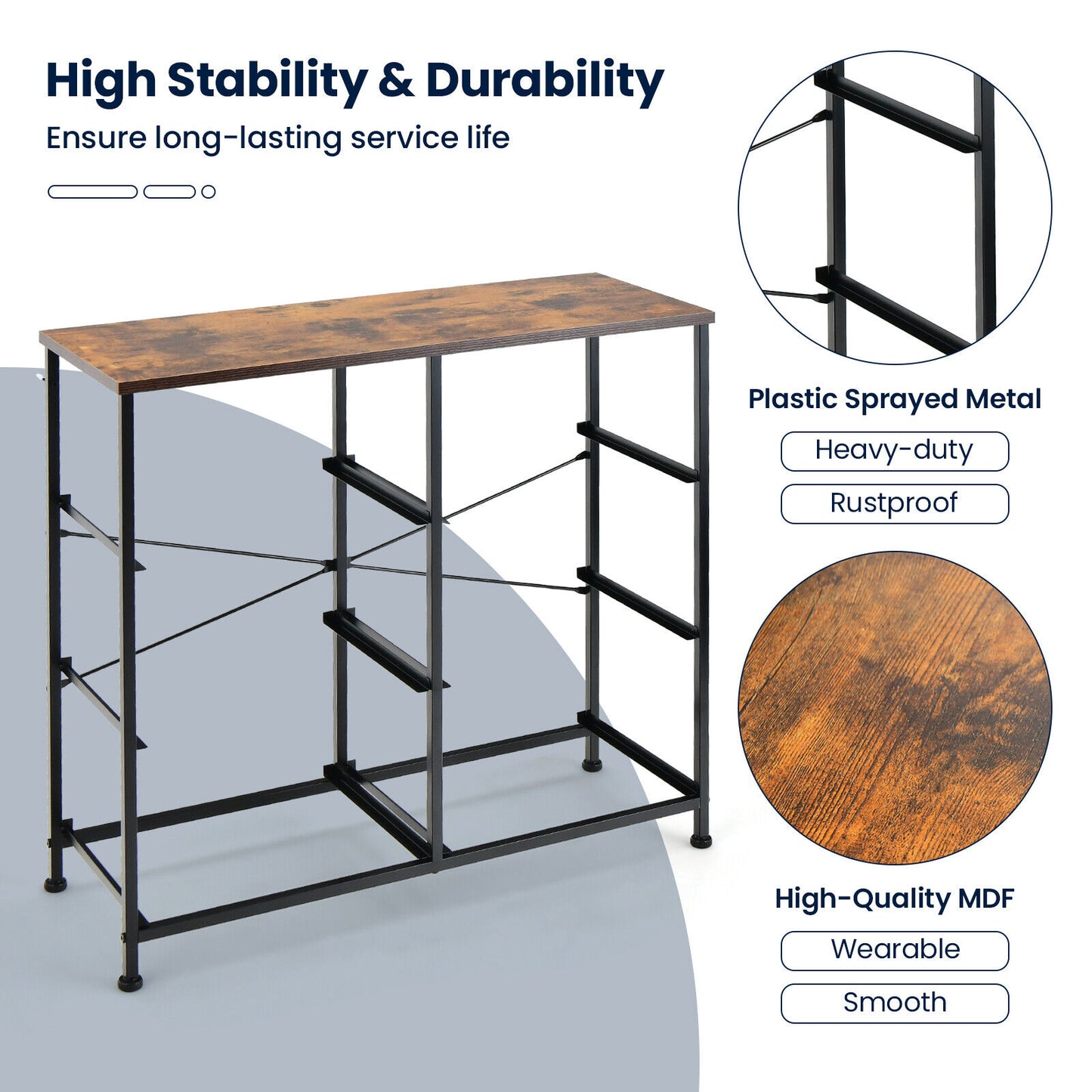 6-Drawer Dresser with Metal Frame and Anti-toppling Devices-Rustic Brown Kids Crystal