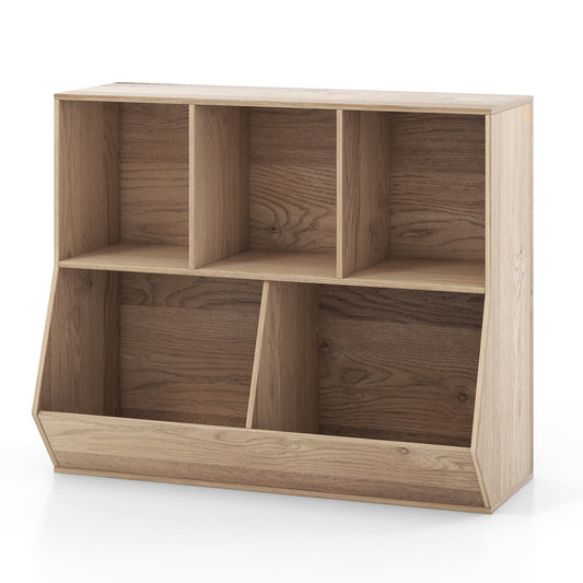 5-Cube Wooden Kids Toy Storage Organizer with Anti-Tipping Kits-Natural Kids Crystal