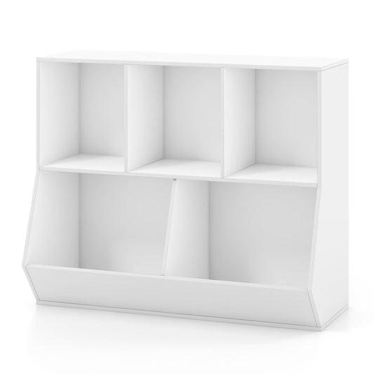 5-Cube Wooden Kids Toy Storage Organizer with Anti-Tipping Kits-White Kids Crystal