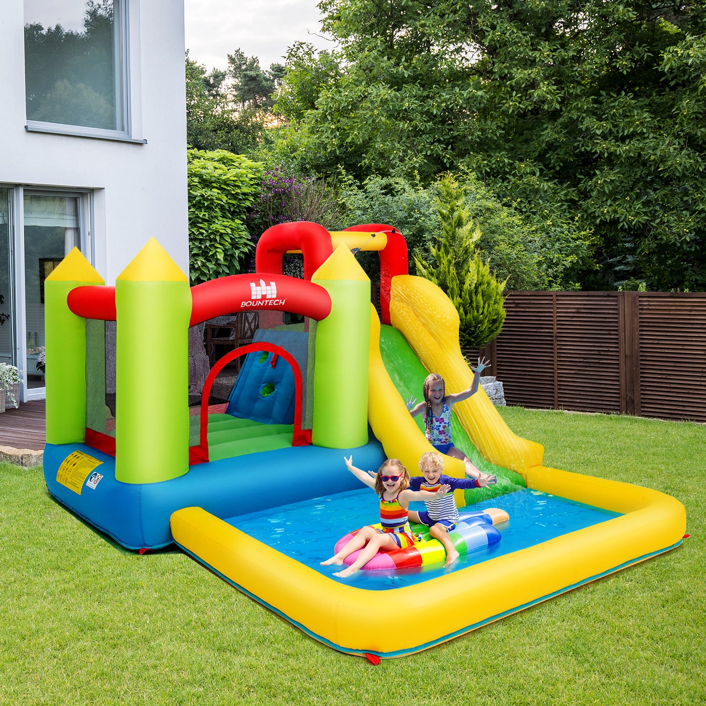 Outdoor Inflatable Bounce House with 480 W Blower Kids Crystal