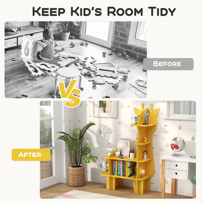 Kids Bookcase Toy Storage Organizer with Open Storage Shelves-Giraffe