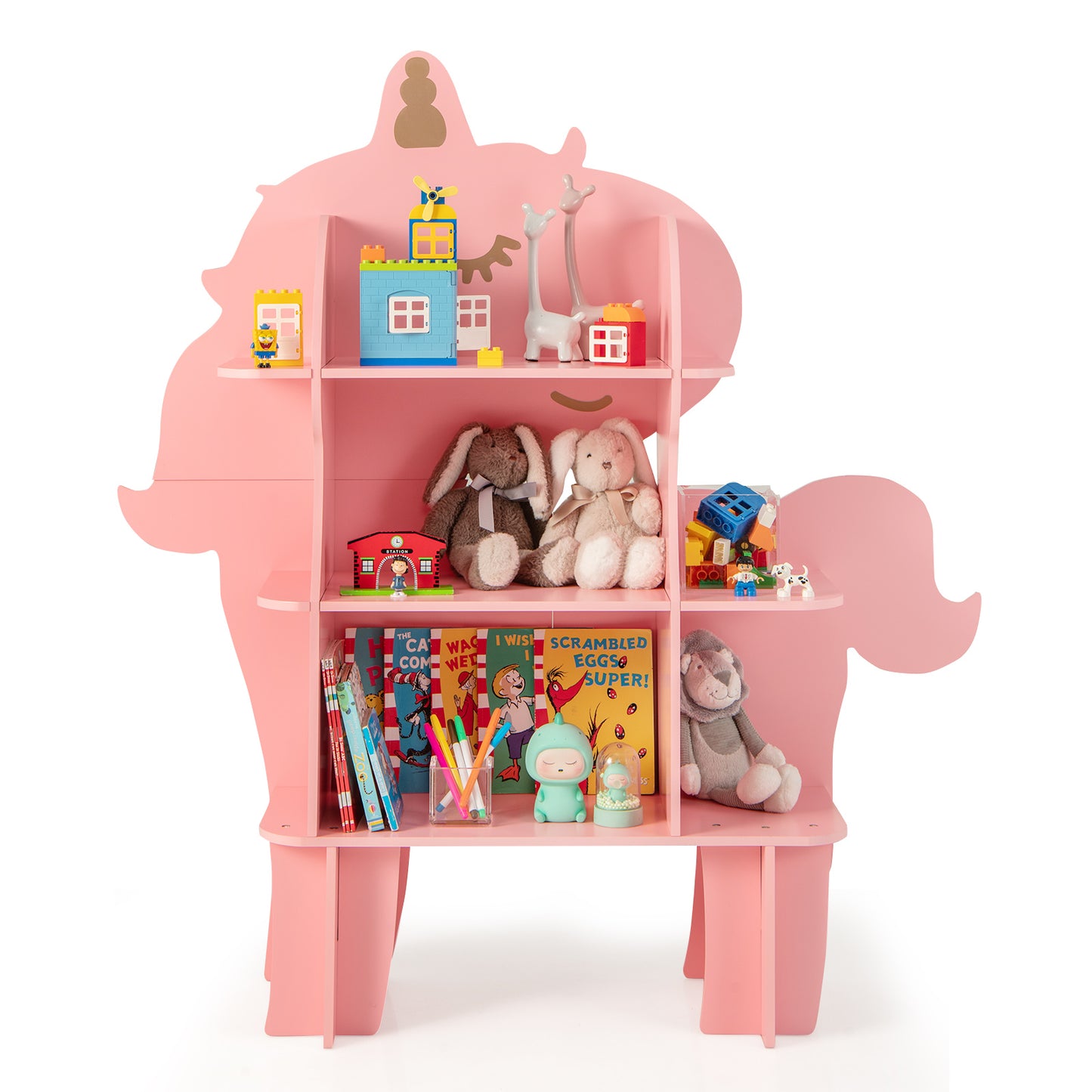 Kids Bookcase Toy Storage Organizer with Open Storage Shelves-Unicorn Kids Crystal