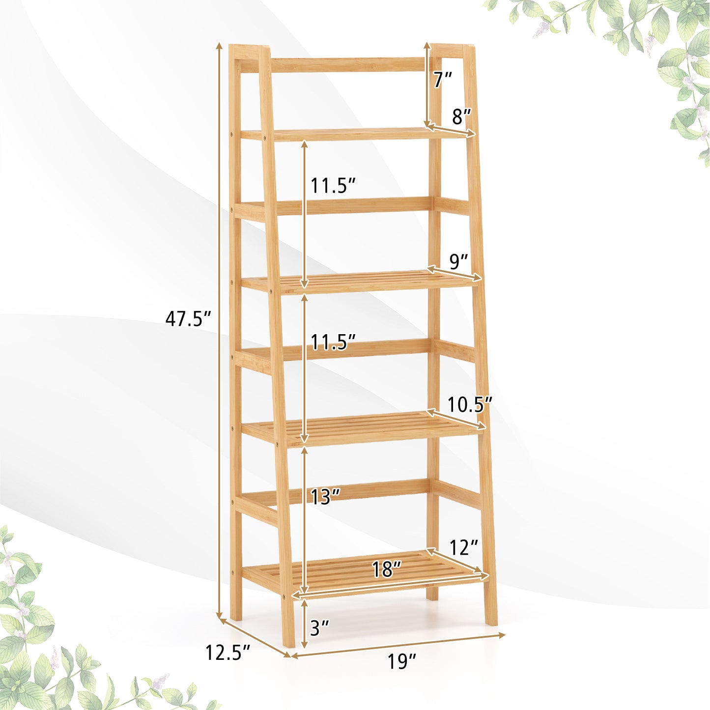 47.5 Inch 4-Tier Multifunctional Bamboo Bookcase Storage Stand Rack Kids Crystal