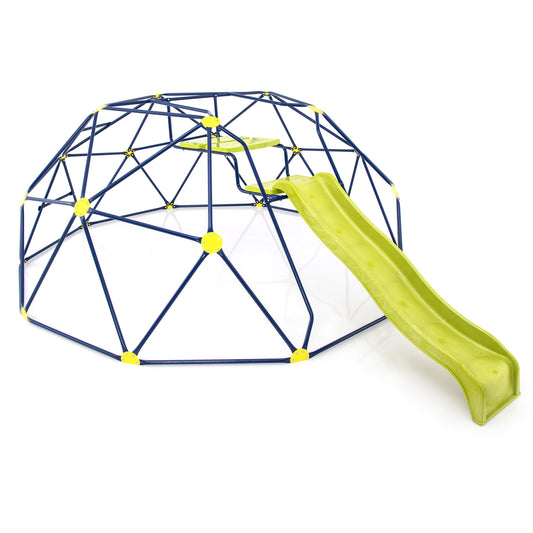 13.3 FT Climbing Dome Geometric Dome Climber with Extended Wavy Slide and 2 Rest Platforms-Multicolor Kids Crystal