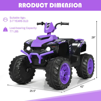12V Kids Ride on ATV with LED Lights and Treaded Tires and LED lights-Purple
