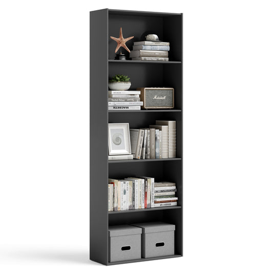 5-Shelf Storage Bookcase Modern Multi-Functional Display Cabinet Furniture-Black Kids Crystal
